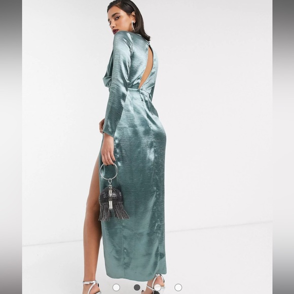 ASOS DESIGN | Marine Blue drape detail maxi dress - Picture 3 of 9